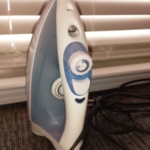 White and Light Blue Steam Iron